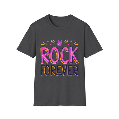 Rock Forever Unisex Softstyle T-Shirt, Music Lover Tee, Gift for Musicians, Festival Apparel, Rock Band T-Shirt