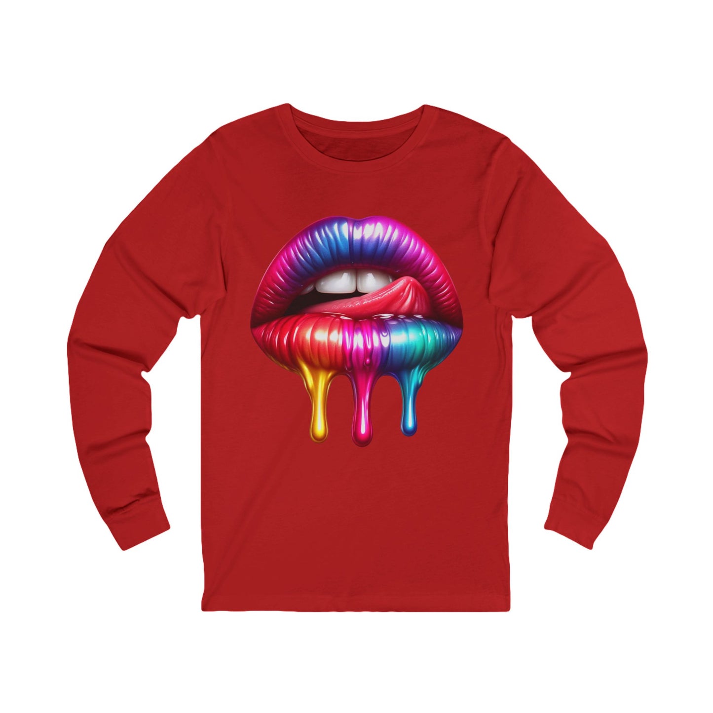 Colorful Dripping Lips Unisex Jersey Long Sleeve Tee