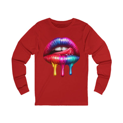 Colorful Dripping Lips Unisex Jersey Long Sleeve Tee