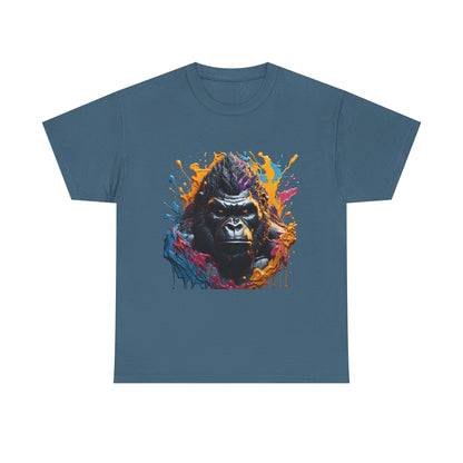 Colorful Gorilla Art Unisex Heavy Cotton Tee - Bold Graphic Tee for Animal Lovers