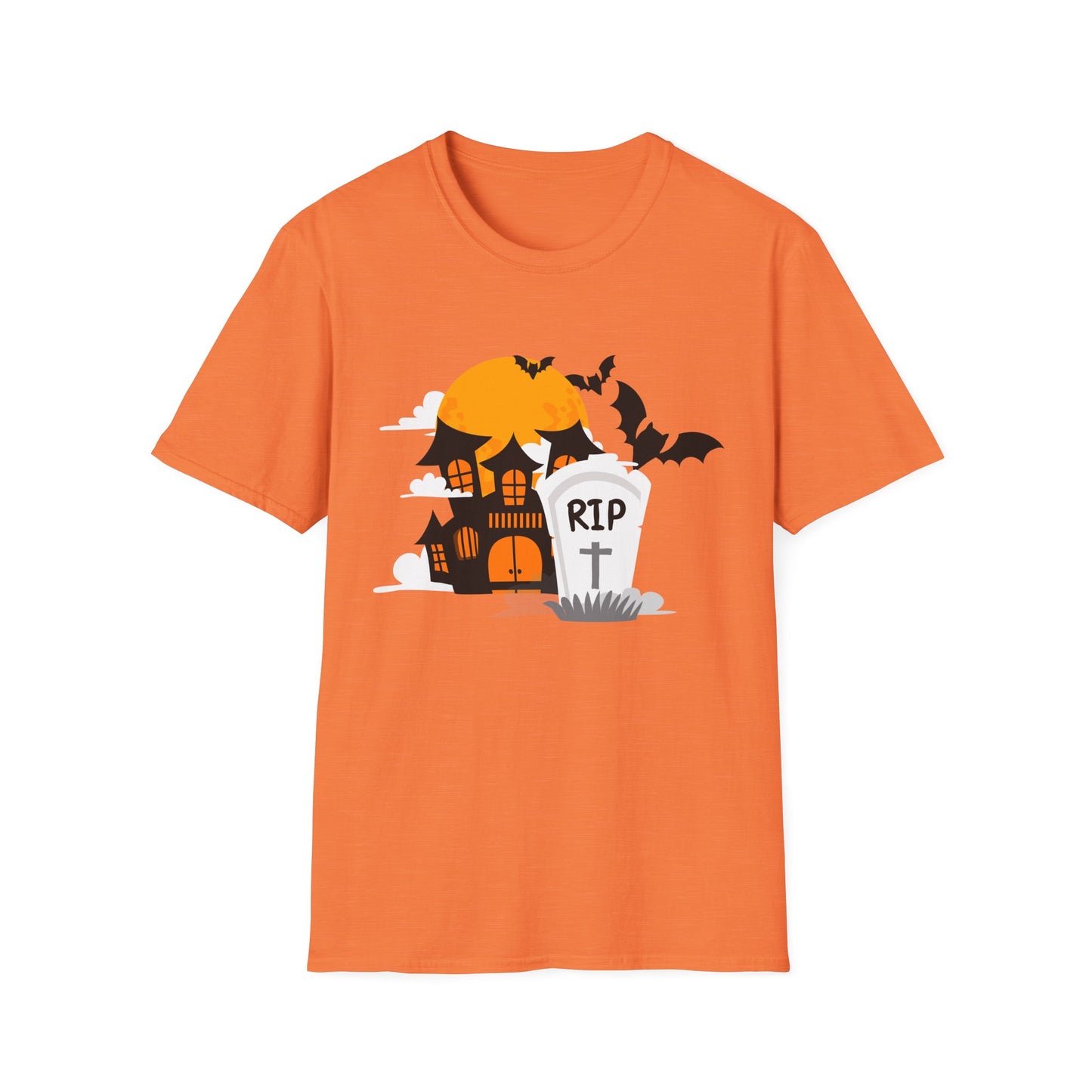 Spooky Halloween T-Shirt, Unisex Softstyle Tee, Pumpkin and Haunted House Design, Fun Fall Shirt, Perfect for Halloween Parties, Trick [...]