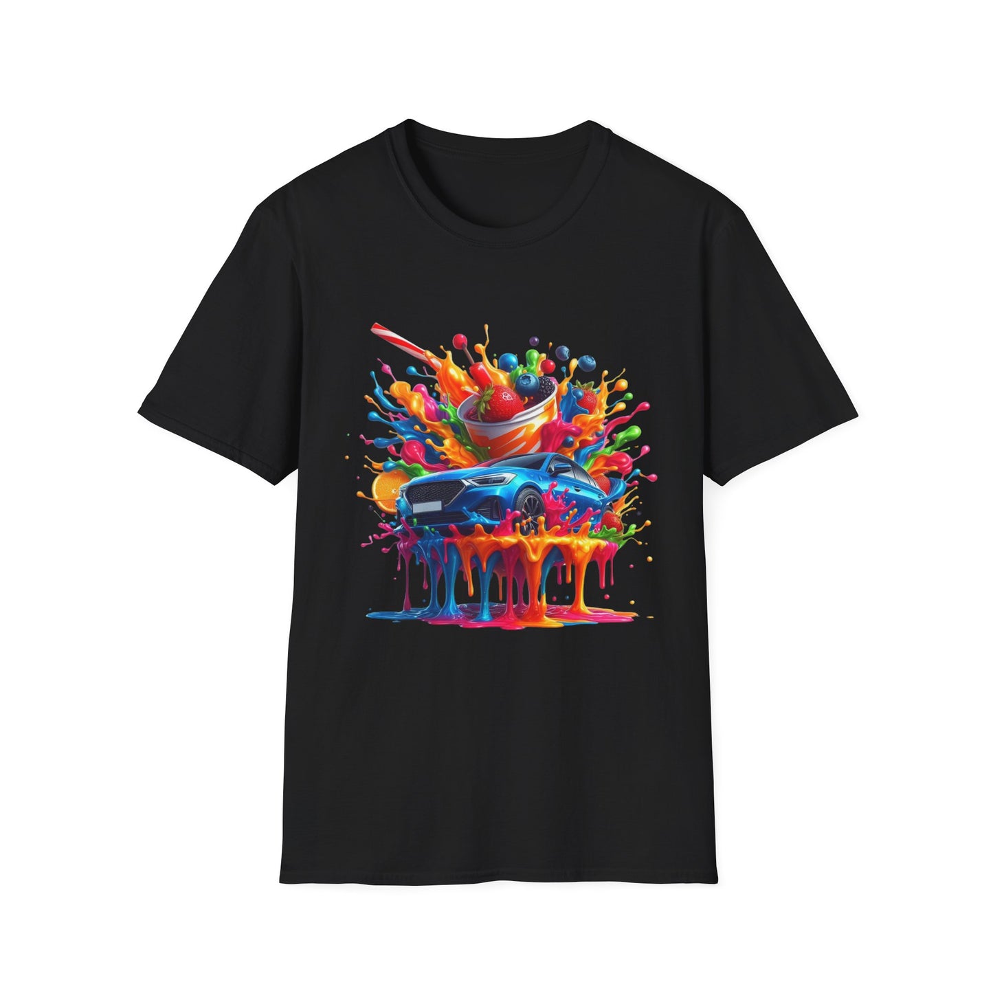 Colorful Drip Art Unisex Softstyle T-Shirt