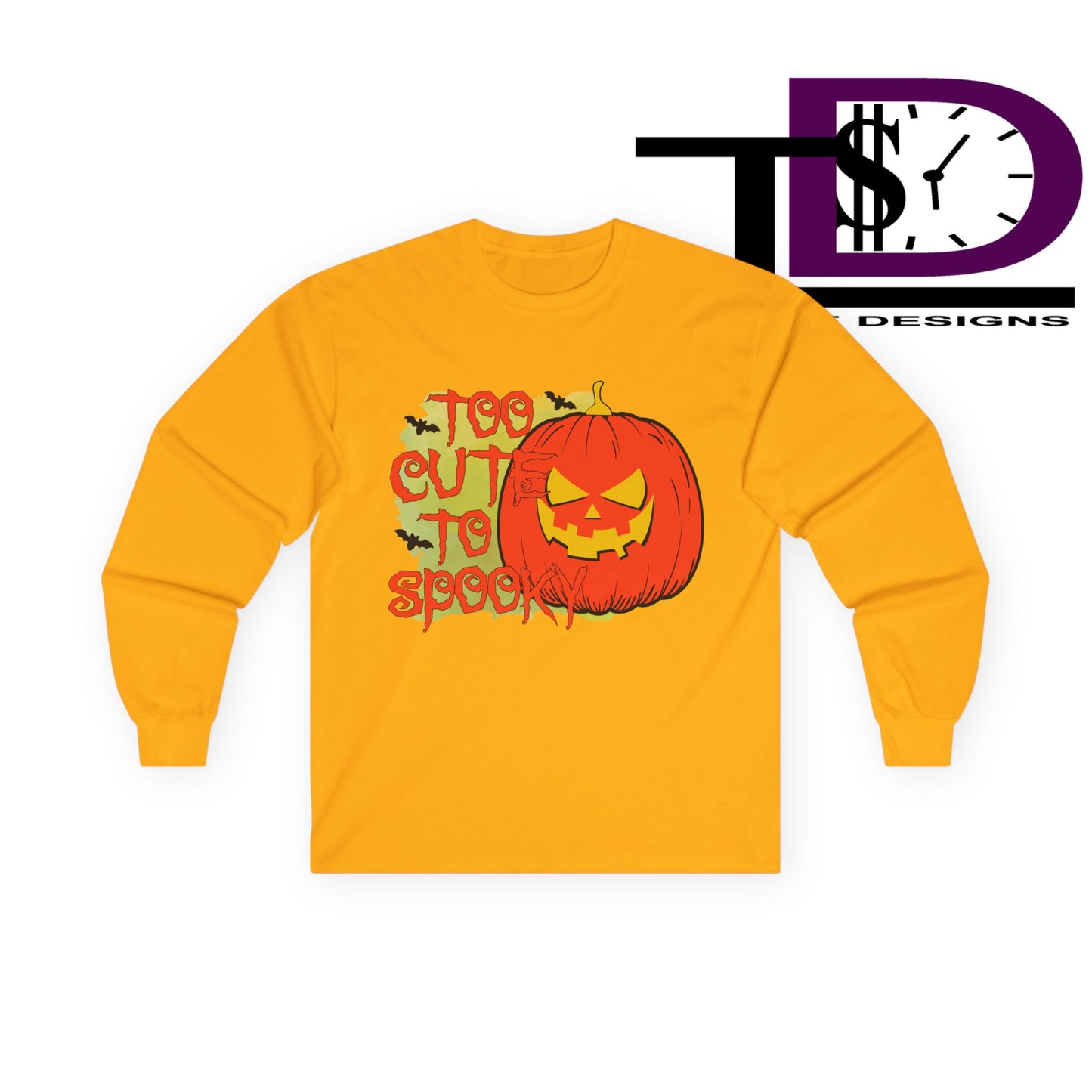 Too Cute to Spook Halloween Long Sleeve Tee, Fall Apparel, Pumpkin Graphic Shirt, Unisex Tee, Halloween Costume, Casual Wear