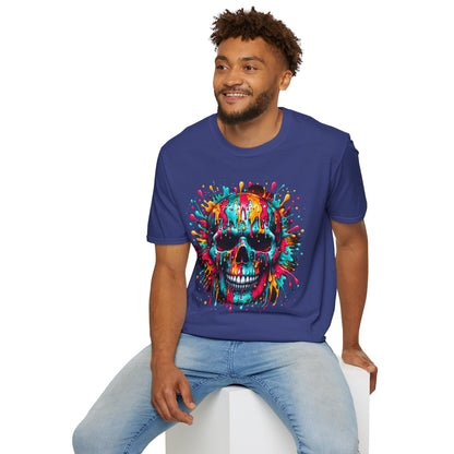 Colorful Drip Skull Unisex T-Shirt - Vibrant Graphic Tee for Art & Music Lovers