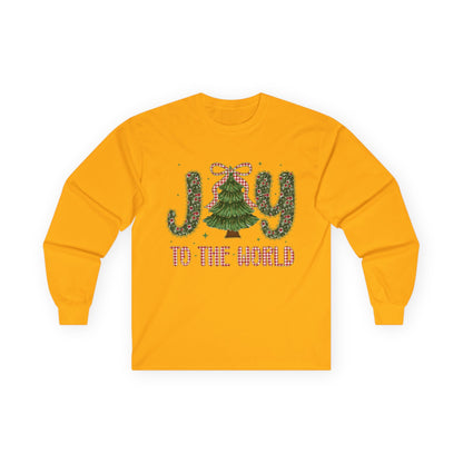 Joy to the World Long Sleeve Tee — Christmas Tree Holiday Shirt