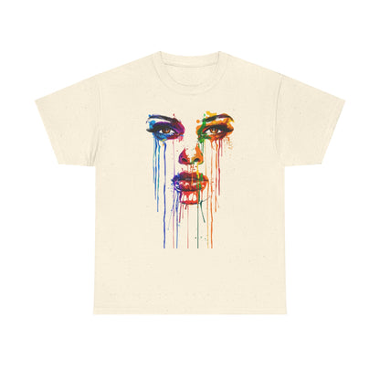 Artistic Rainbow Drip Unisex Heavy Cotton Tee | Vibrant Fashion for Self-Expression