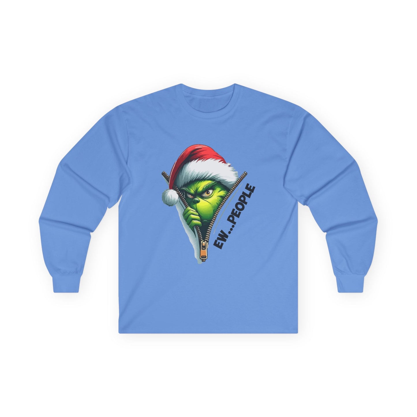 Grinch Peeking Long Sleeve Tee — "Evil People" Holiday Graphic