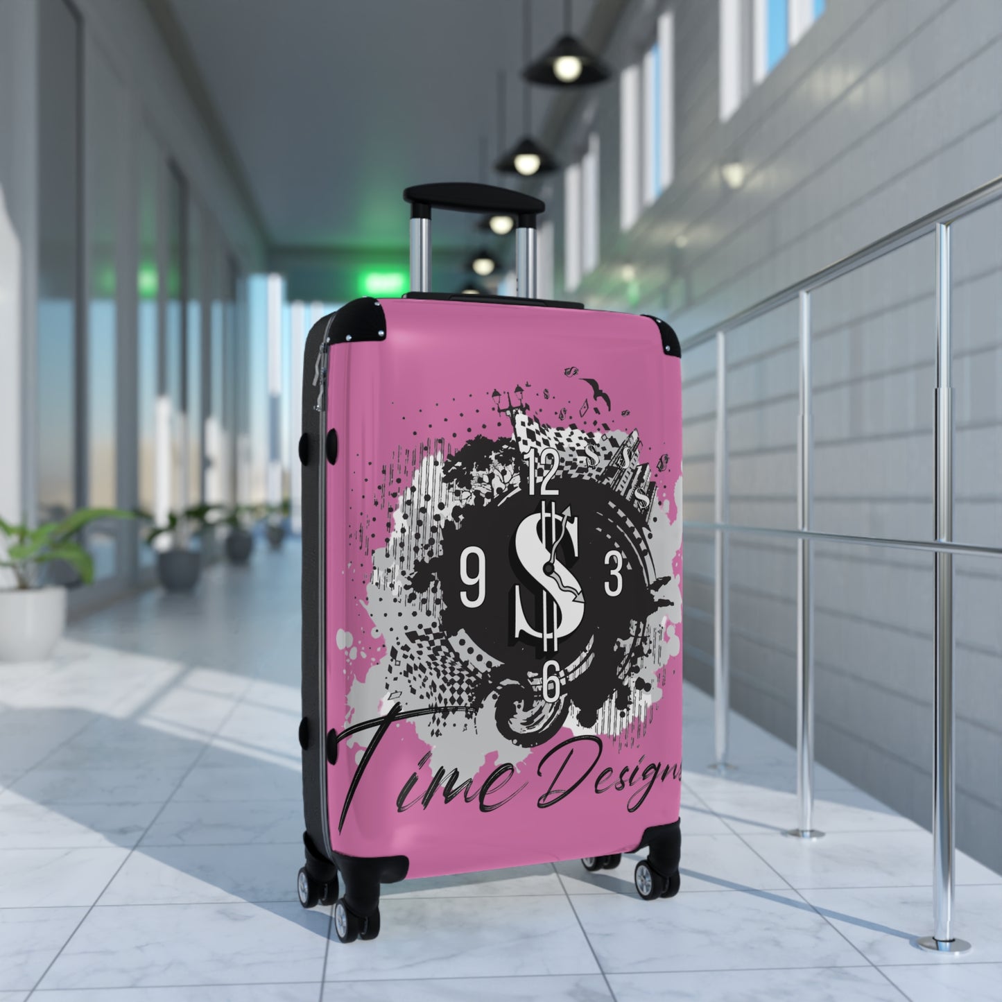 Stylish Travel Suitcase with Time Design, Unique Luggage, Adventure Ready Bag, Perfect for Travelers, Stylish Gift Idea