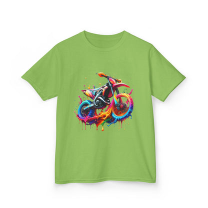 Kids' Motorcycle Graphic Tee - Vibrant Splash Design