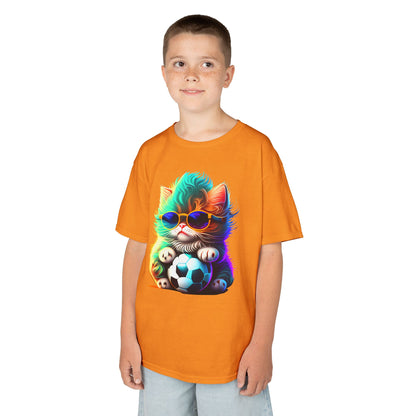 Cool Cat Soccer Kids Tee - Fun Heavy Cotton T-Shirt for Young Sports Fans