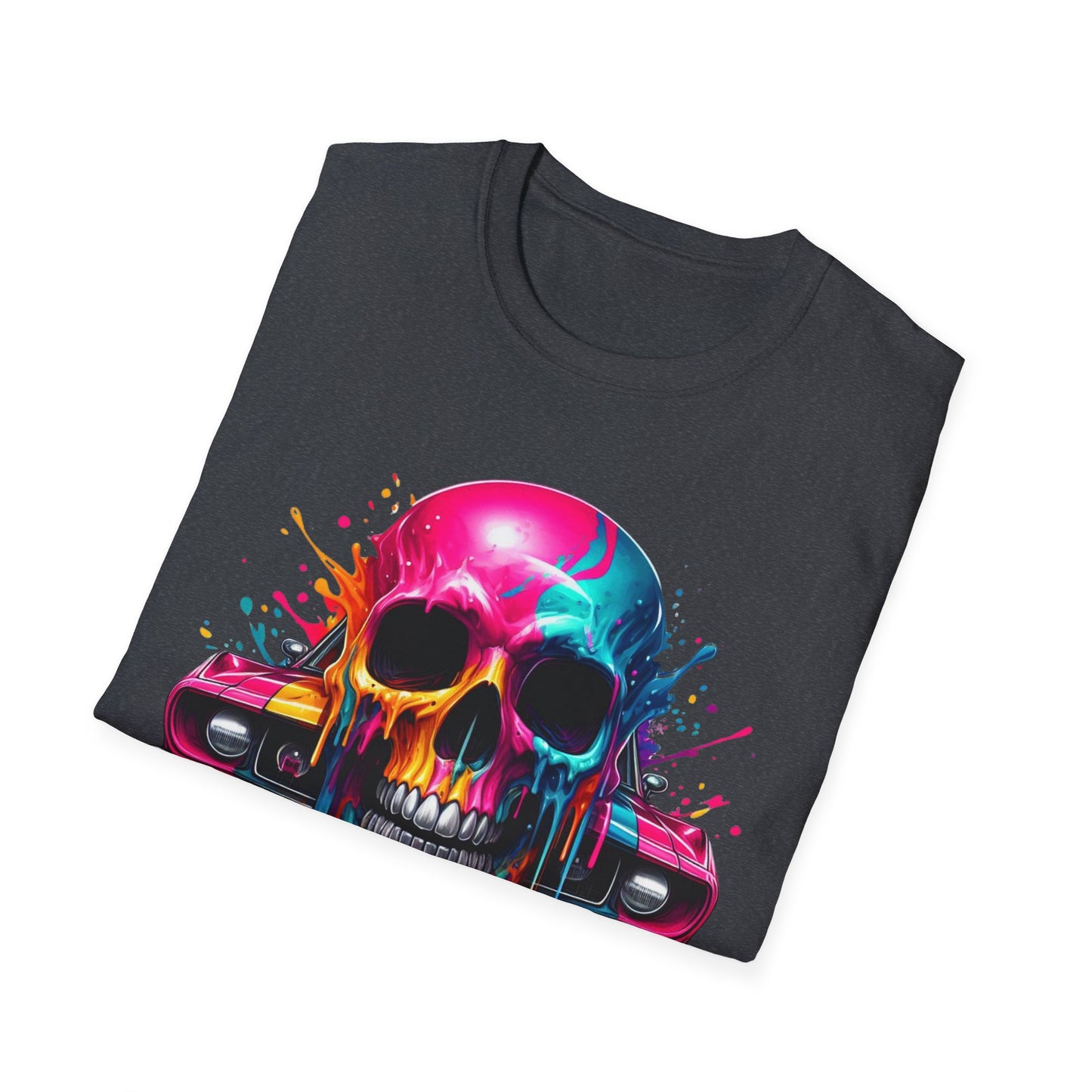 Vibrant Skull & Car Unisex Softstyle T-Shirt