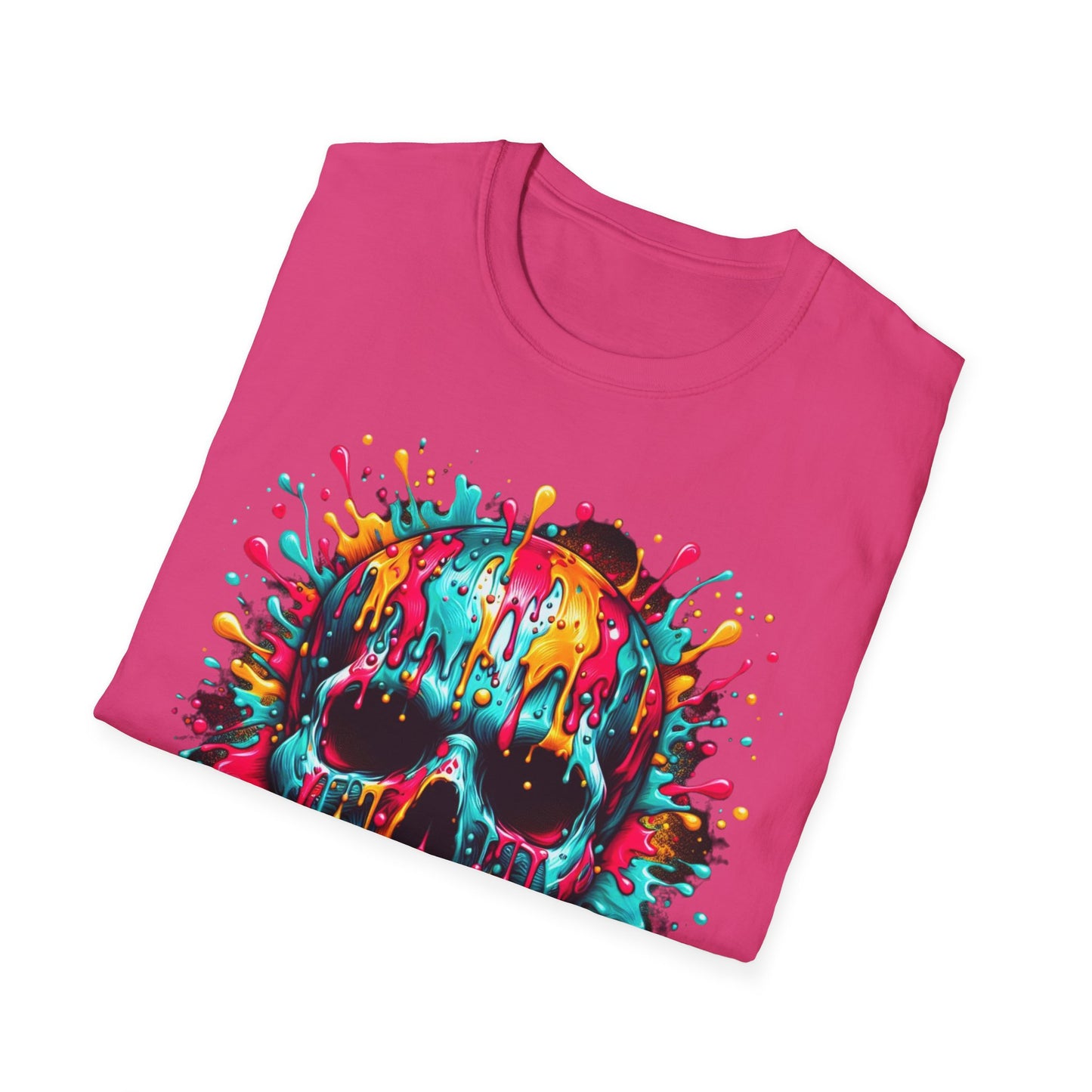 Colorful Drip Skull Unisex T-Shirt - Vibrant Graphic Tee for Art & Music Lovers