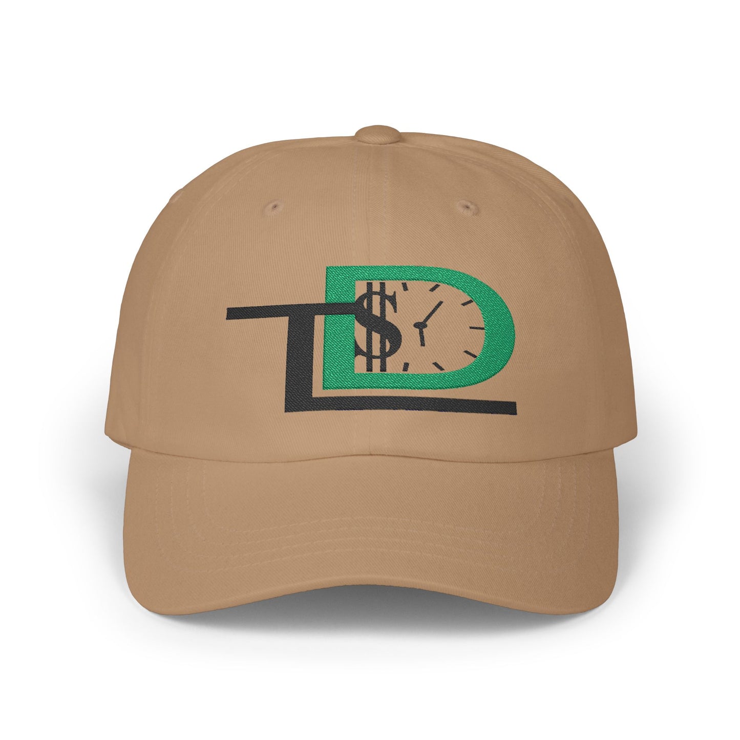Classic Dad Cap with Embroidered Money Clock Design, Stylish Baseball Hat, Gift for Dads, Casual Accessory, Unisex Cap