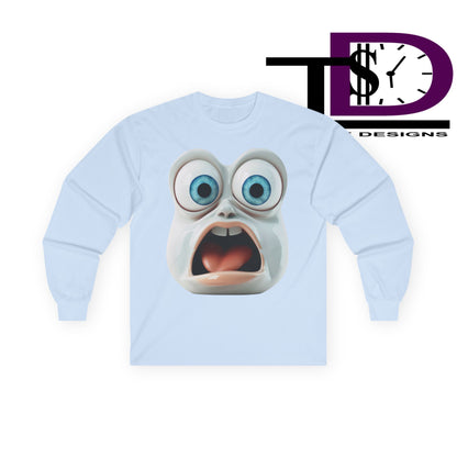 Shocking Face Long Sleeve Tee, Funny Unisex Shirt, Gifts for Friends, Casual Wear, Halloween Apparel, Graphic Tee