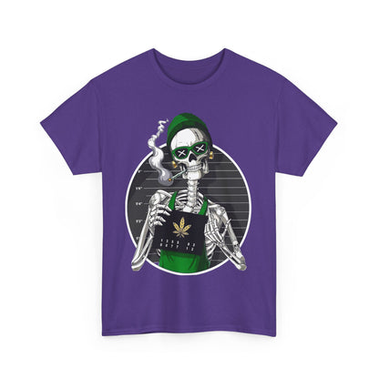 Edgy Skeleton Cannabis Tee | Unisex Heavy Cotton T-Shirt