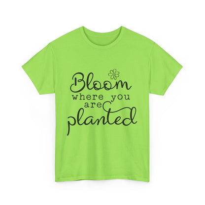 Inspirational Bloom Tee - Unisex Heavy Cotton T-Shirt for Growth Mindset