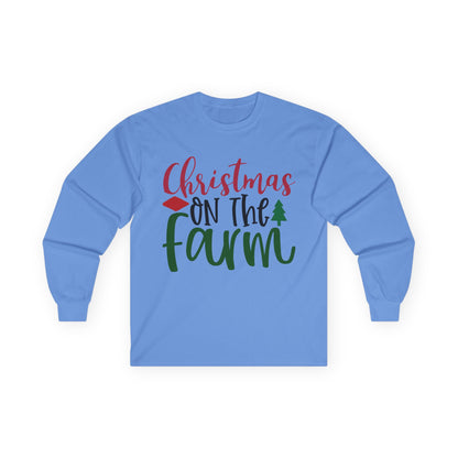 Christmas On The Farm Long Sleeve Tee, Holiday Shirt, Unisex Cotton Tee, Christmas Apparel, Farmhouse Style Shirt, Gift for Him/Her