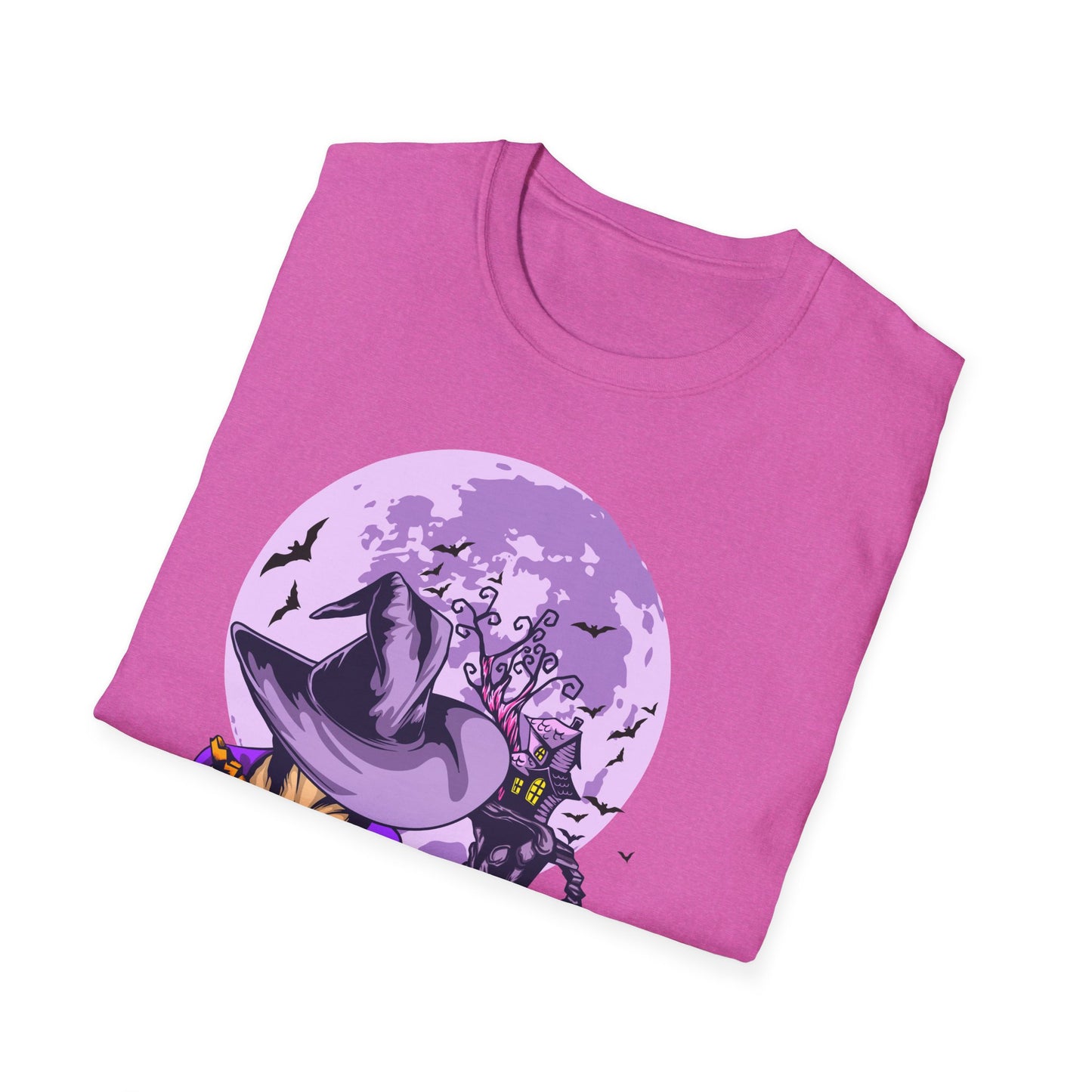 Halloween Witch T-Shirt, Unisex Softstyle Tee, Spooky Season Apparel, Pumpkin Graphic Shirt, Trick or Treat Shirt
