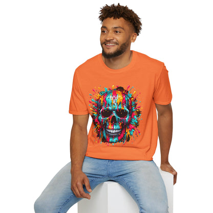 Colorful Drip Skull Unisex T-Shirt - Vibrant Graphic Tee for Art & Music Lovers