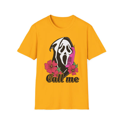 Call Me Horror T-Shirt, Unisex Graphic Tee, Halloween Costume, Spooky Gift, Movie Lover's Shirt, Floral Horror Tee