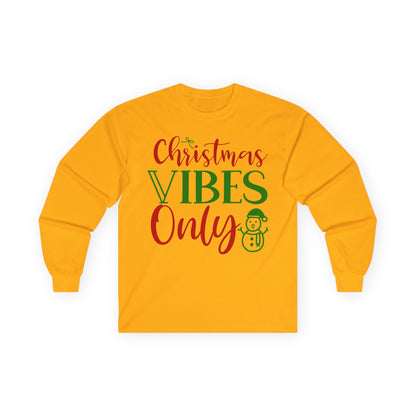 Christmas Vibes Long Sleeve Tee, Holiday Apparel, Unisex Tee, Festive Shirt, Winter Wear, Christmas Gift, Seasonal Fashion