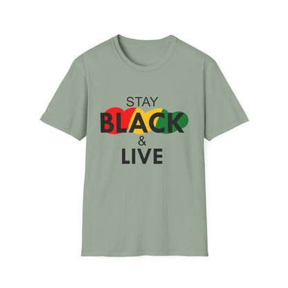 Unisex Softstyle T-Shirt: Stay Black & Live Tee for Activism, Streetwear, Casual Wear, Gifts for Culture Lovers, Statement Shirt