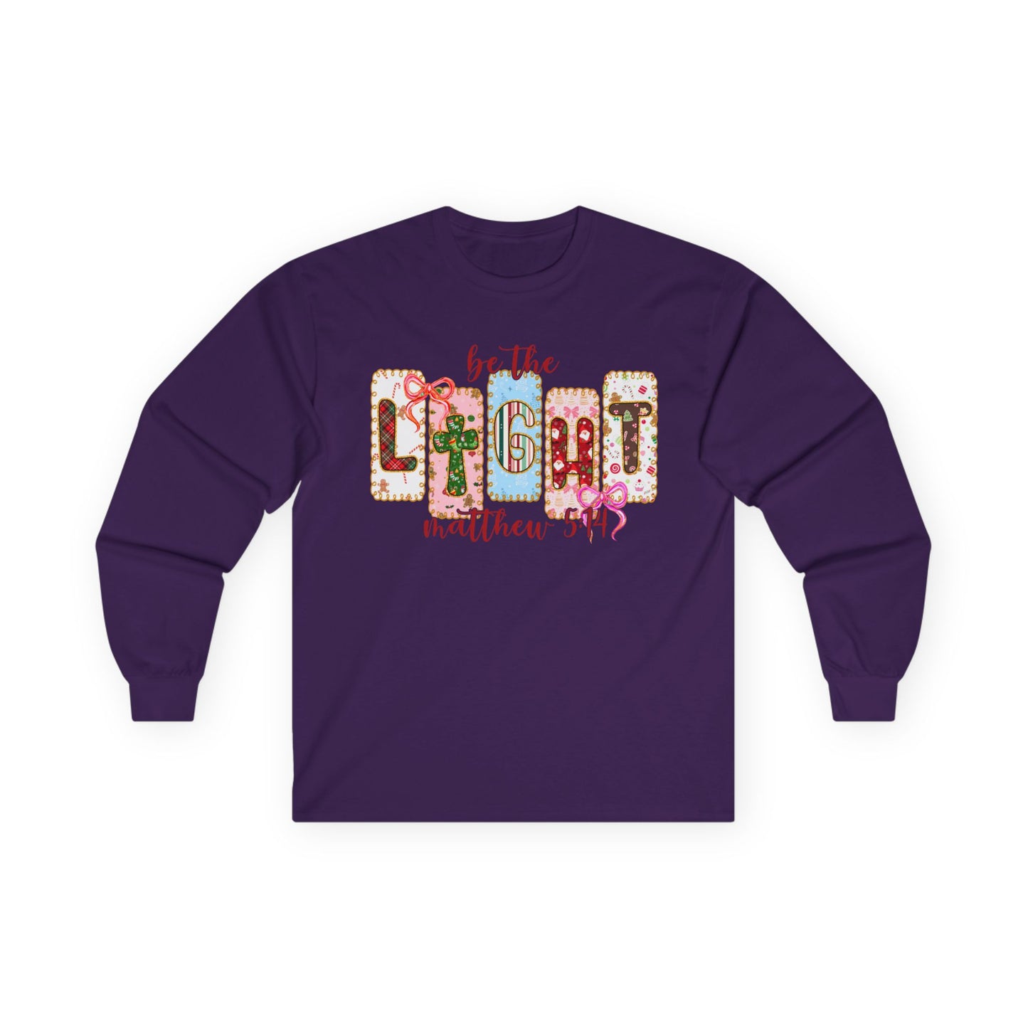 Be the Light Long Sleeve Tee — Inspirational Scripture Matthew 5:14 Design