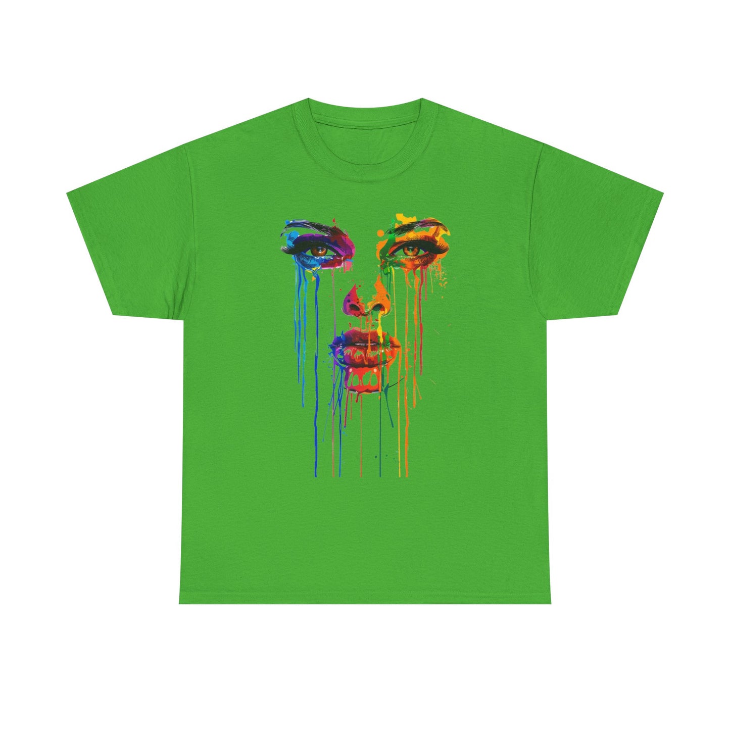 Artistic Rainbow Drip Unisex Heavy Cotton Tee | Vibrant Fashion for Self-Expression