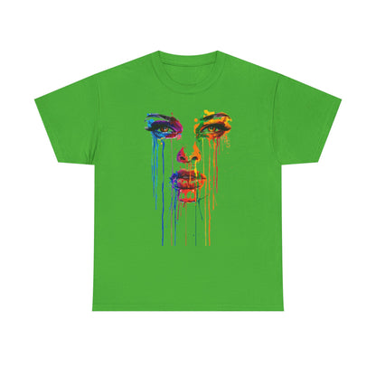 Artistic Rainbow Drip Unisex Heavy Cotton Tee | Vibrant Fashion for Self-Expression