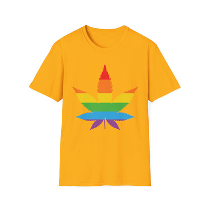 Rainbow Cannabis Leaf T-Shirt, Pride Shirt, LGBTQ+ Apparel, Gift for Cannabis Lovers, Summer Fashion, Unisex Tee