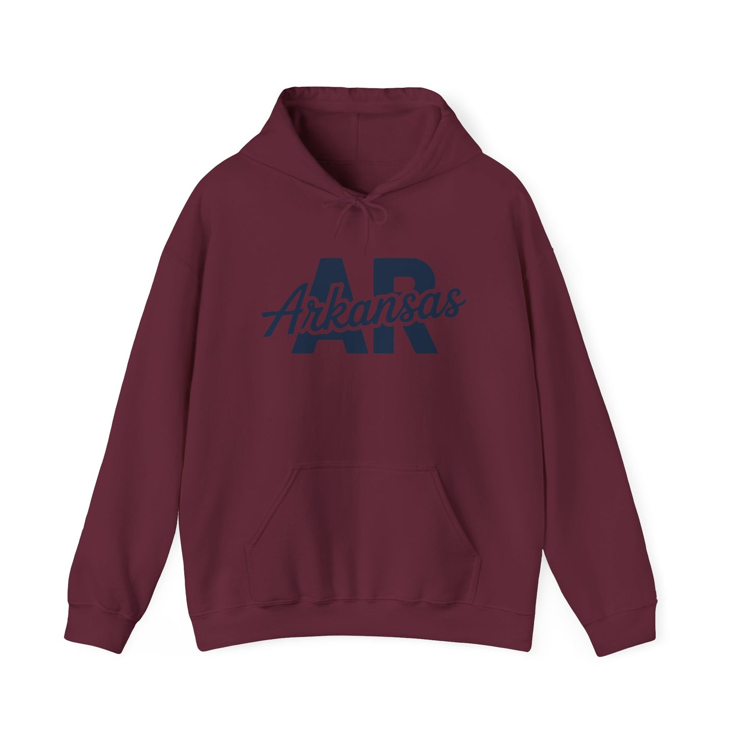Arkansas AR Script Hoodie — Retro State Pride Pullover