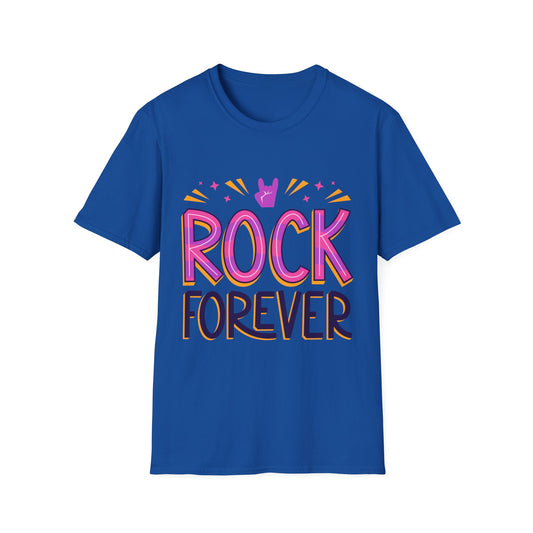 Rock Forever Unisex Softstyle T-Shirt, Music Lover Tee, Gift for Musicians, Festival Apparel, Rock Band T-Shirt
