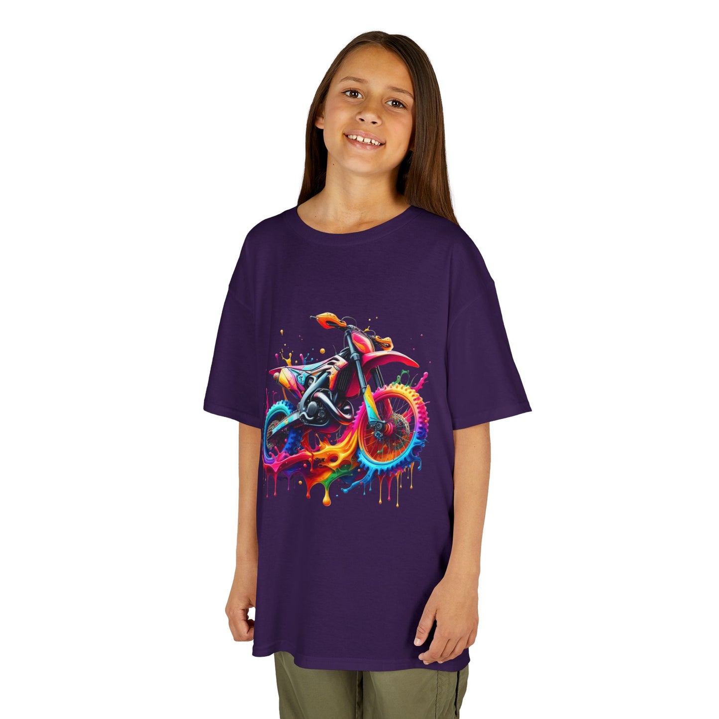 Kids' Motorcycle Graphic Tee - Vibrant Splash Design