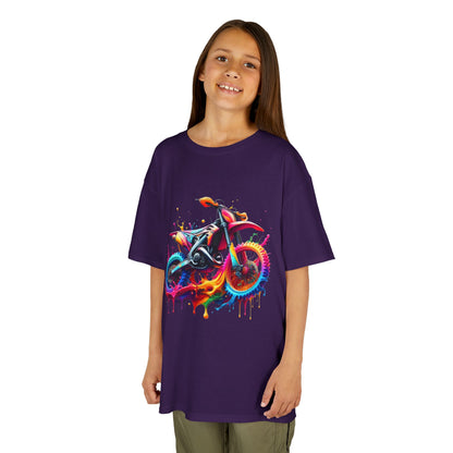 Kids' Motorcycle Graphic Tee - Vibrant Splash Design