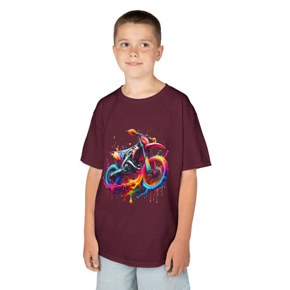 Kids' Motorcycle Graphic Tee - Vibrant Splash Design