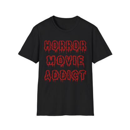 Horror Movie Addict T-Shirt, Unisex Softstyle Tee, Gifts for Film Lovers, Horror Movie Fans, Halloween Apparel, Casual Wear