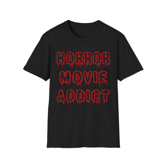 Horror Movie Addict T-Shirt, Unisex Softstyle Tee, Gifts for Film Lovers, Horror Movie Fans, Halloween Apparel, Casual Wear