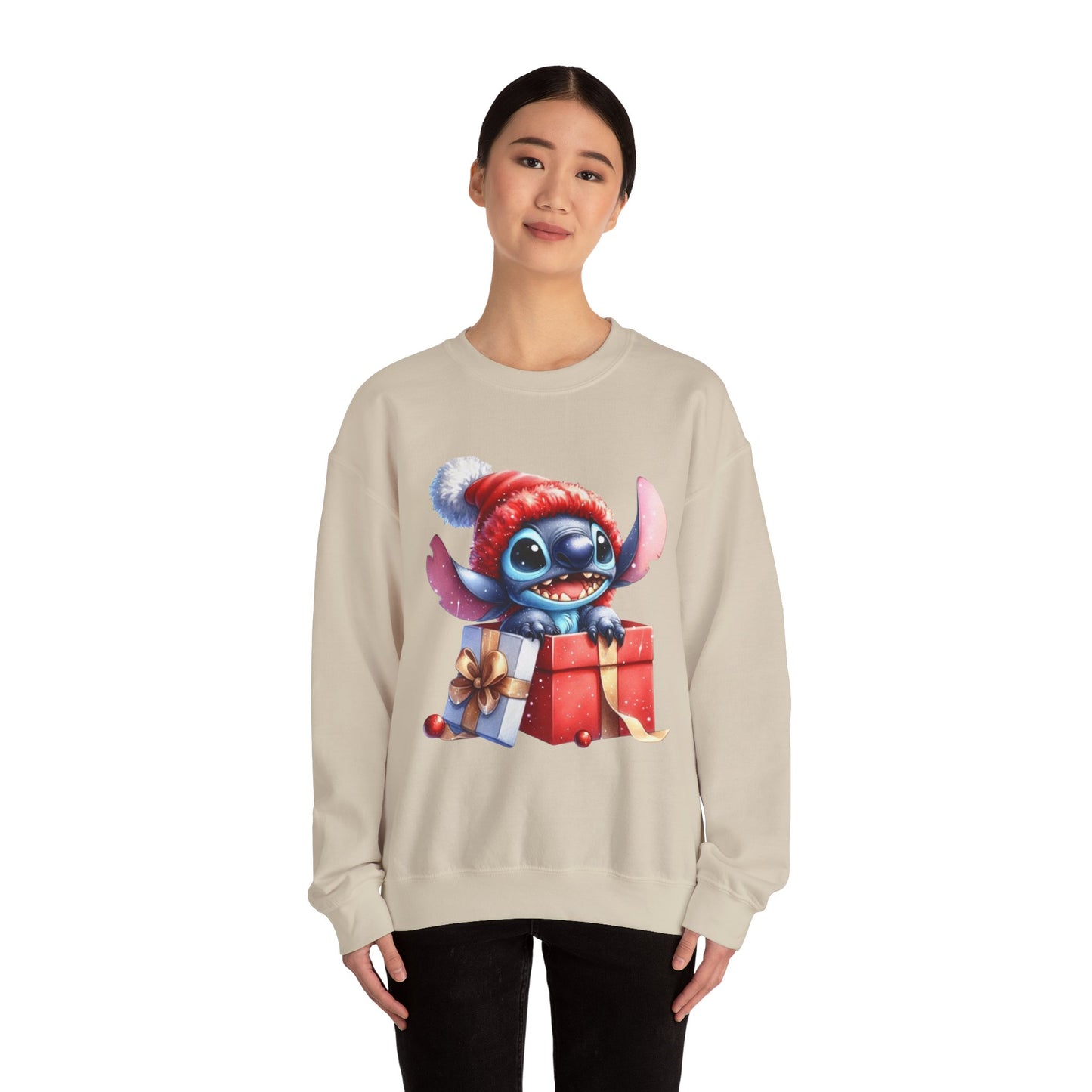 Christmas Stitch Sweatshirt – Cute Stitch in Santa Hat with Holiday Gifts