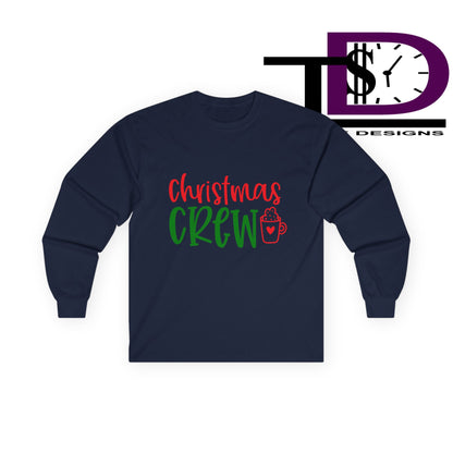 Christmas Crew Long Sleeve Tee, Holiday T-Shirt, Family Gathering Shirt, Winter Apparel, Festive Cotton Top