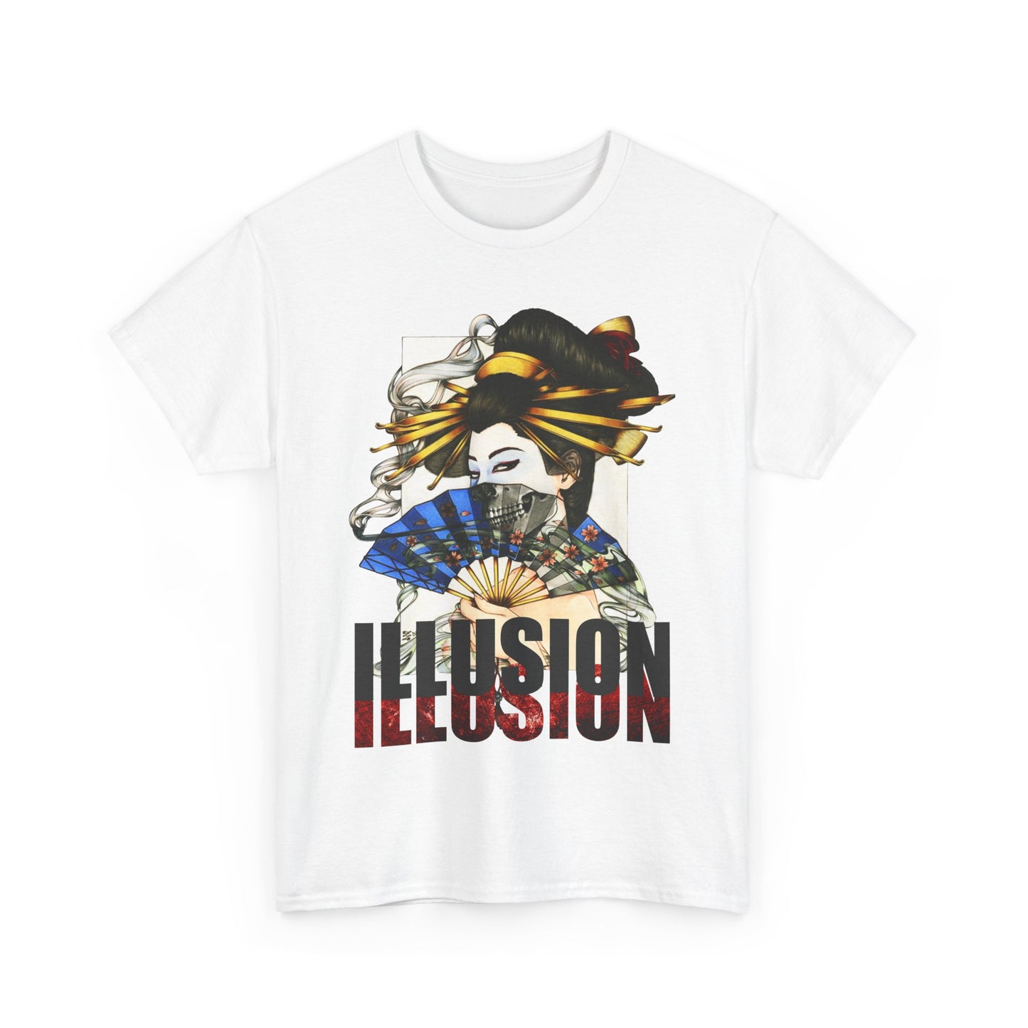 Unisex Heavy Cotton Tee - Illusion Design - Artistic Fan Graphic Tee for Casual Wear