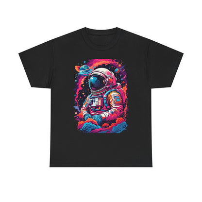 Cosmic Astronaut Unisex Heavy Cotton Tee - Galaxy Graphic T-Shirt