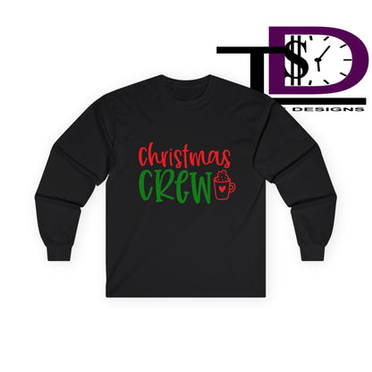 Christmas Crew Long Sleeve Tee, Holiday T-Shirt, Family Gathering Shirt, Winter Apparel, Festive Cotton Top