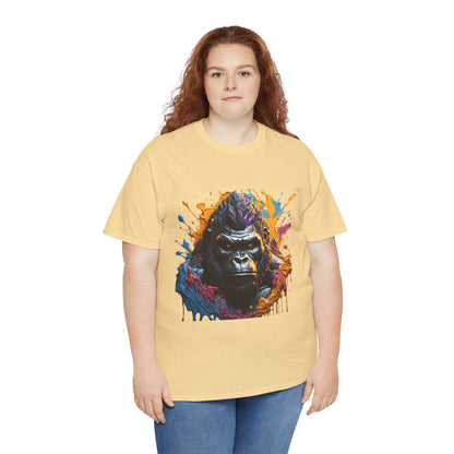 Colorful Gorilla Art Unisex Heavy Cotton Tee - Bold Graphic Tee for Animal Lovers