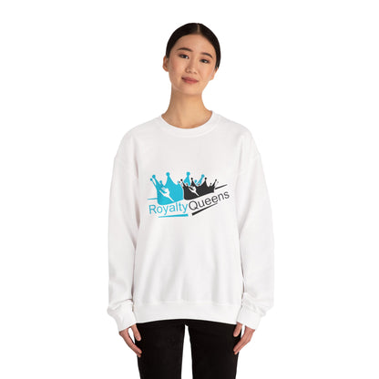 Crewneck Sweatshirt - "Royalty Queens" Crown Logo Graphic (Blue & Black)