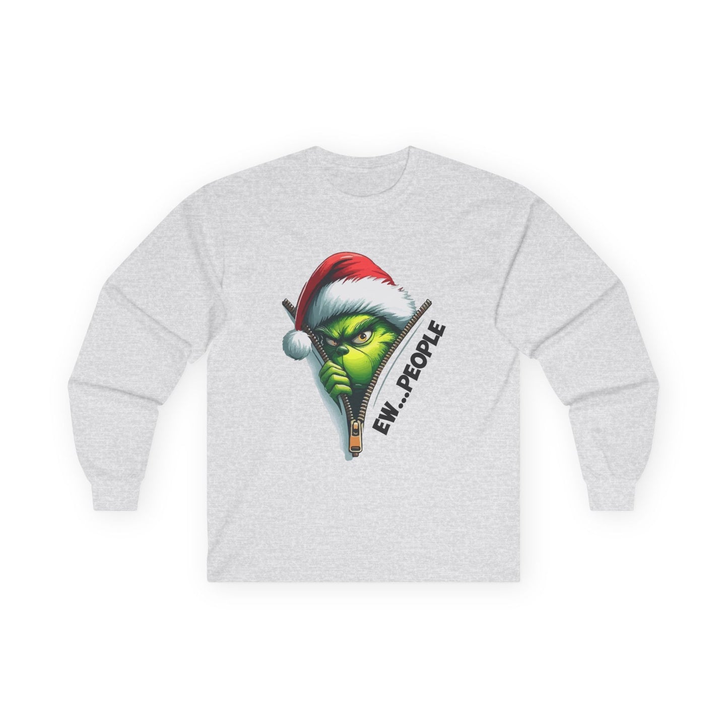 Grinch Peeking Long Sleeve Tee — "Evil People" Holiday Graphic