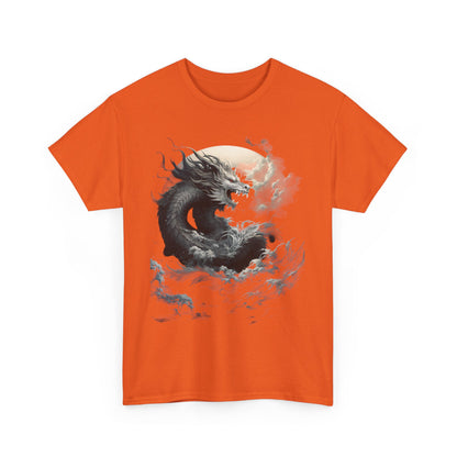 Dragon Moon Unisex Heavy Cotton Tee - Mystical Night Sky Apparel