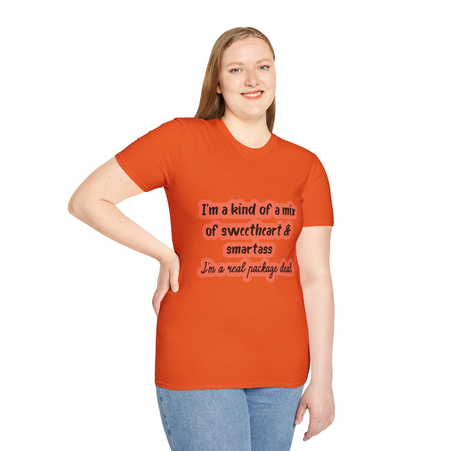Funny Quote Unisex Softstyle T-Shirt - "I'm a mix of sweetheart & smartass"