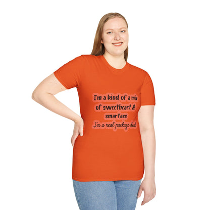 Funny Quote Unisex Softstyle T-Shirt - "I'm a mix of sweetheart & smartass"