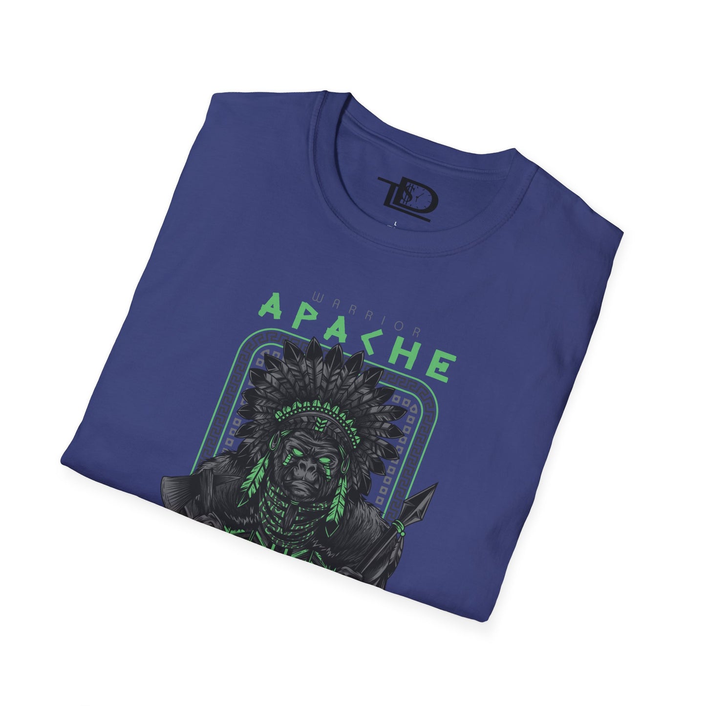 Apache Warrior Graphic T-Shirt, Softstyle Tee, Unisex Casual Wear, Festival Apparel, Heritage Tribute Shirt