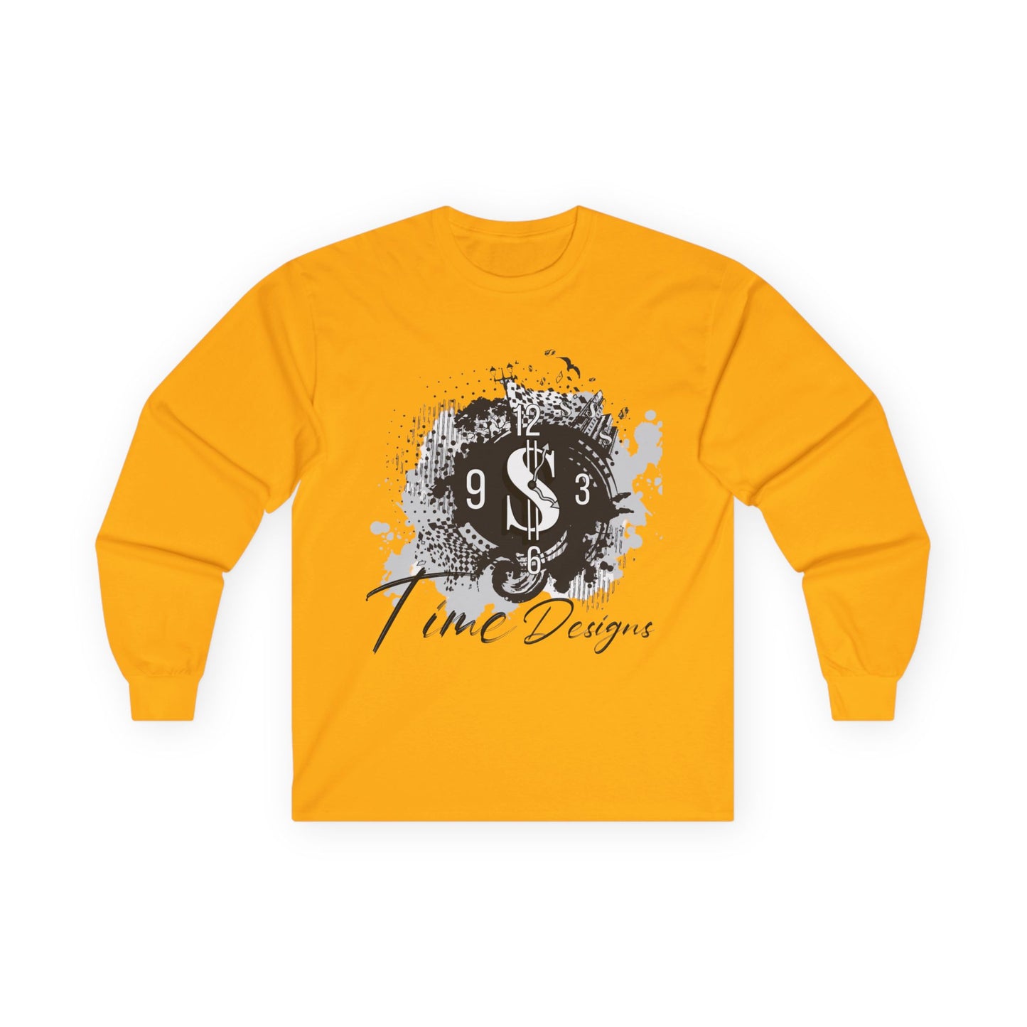 Stylish Unisex Long Sleeve Tee - Time Design with Dollar Sign